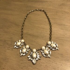 Faux Pearl and Rhinestone Crystal Statement Necklace